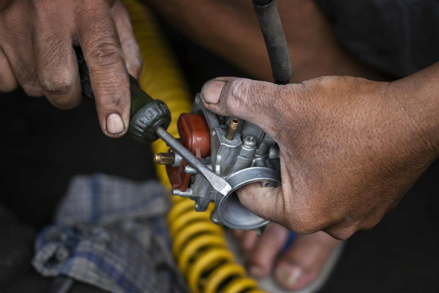 Hands working on wiring